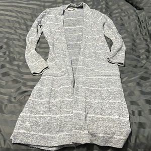 BOGO Gray striped long cardigan Small A&F